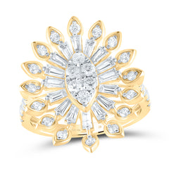 14K Yellow Gold 1 7/8 CTW-Natural Diamond Fashion Marquise Ring 3.89 Gram