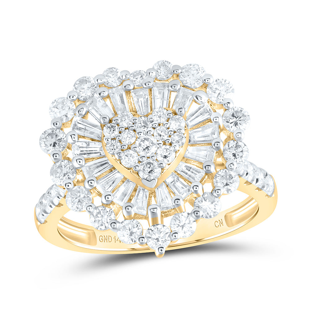14K Yellow Gold 1 7/8 CTW-Natural Diamond Fashion Heart Ring 3.70 Gram
