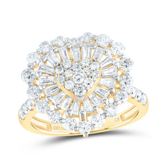 14K Yellow Gold 1 7/8 CTW-Natural Diamond Fashion Heart Ring 3.70 Gram