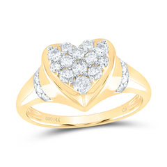 14K Yellow Gold 1/2 CTW-Natural Diamond Fashion Heart Ring 3.08 Gram