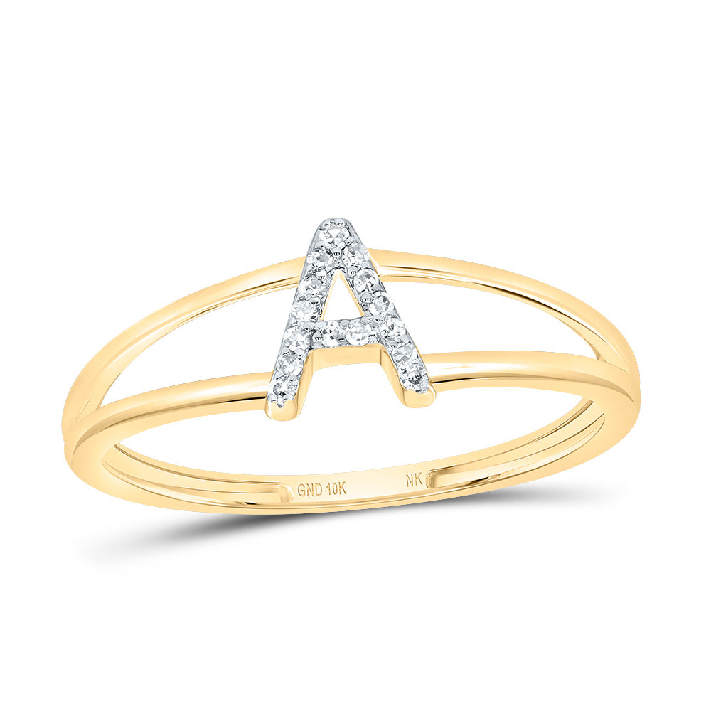 10K Yellow Gold 1/20 CTW-Natural Diamond Gift Initial "A" Ladies Ring 1.12 Gram
