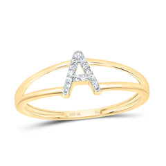 10K Yellow Gold 1/20 CTW-Natural Diamond Gift Initial "A" Ladies Ring 1.12 Gram