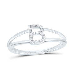 10K White Gold 1/20 CTW-Natural Diamond Gift Initial "B" Ladies Ring 1.24 Gram