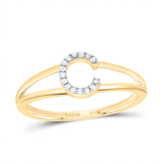 10K Yellow Gold 1/20 CTW-Natural Diamond Gift Initial "C" Ladies Ring 1.11 Gram