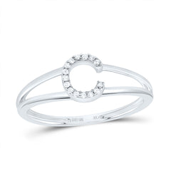 10K White Gold 1/20 CTW-Natural Diamond Gift Initial "C" Ladies Ring 1.12 Gram
