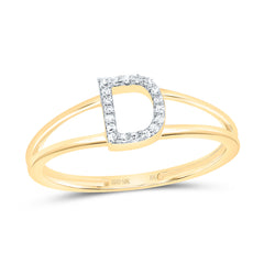 10K Yellow Gold 1/20 CTW-Natural Diamond Gift Initial "D" Ladies Ring 1.18 Gram