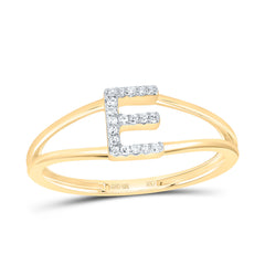 10K Yellow Gold 1/20 CTW-Natural Diamond Gift Initial "E" Ladies Ring 1.30 Gram