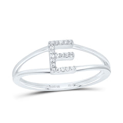 10K White Gold 1/20 CTW-Natural Diamond Gift Initial "E" Ladies Ring 1.29 Gram