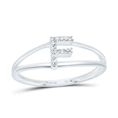 10K White Gold 1/20 CTW-Natural Diamond Gift Initial "F" Ladies Ring 1.23 Gram