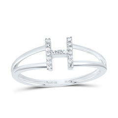 10K White Gold 1/20 CTW-Natural Diamond Gift Initial "H" Ladies Ring 1.29 Gram