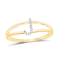 10K Yellow Gold 0.03 CTW-Natural Diamond Gift Initial "J" Ladies Ring 1.068 Gram
