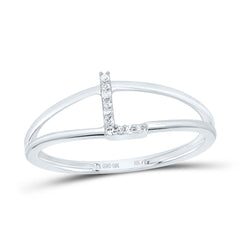 10K White Gold 0.03 CTW-Natural Diamond Gift Initial "L" Ladies Ring 1.144 Gram