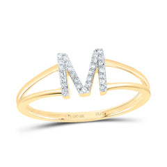 10K Yellow Gold 1/12 CTW-Natural Diamond Gift Initial "M" Ladies Ring 1.31 Gram