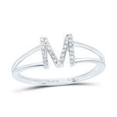 10K White Gold 1/12 CTW-Natural Diamond Gift Initial "M" Ladies Ring 1.32 Gram
