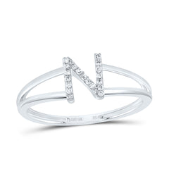 10K White Gold 1/20 CTW-Natural Diamond Gift Initial "N" Ladies Ring 1.17 Gram