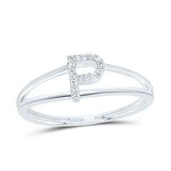 10K White Gold 1/20 CTW-Natural Diamond Gift Initial "P" Ladies Ring 1.26 Gram