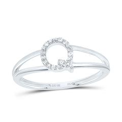 10K White Gold 1/12 CTW-Natural Diamond Gift Initial "Q" Ladies Ring 1.25 Gram