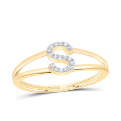 10K Yellow Gold 1/20 CTW-Natural Diamond Gift Initial "S" Ladies Ring 1.23 Gram