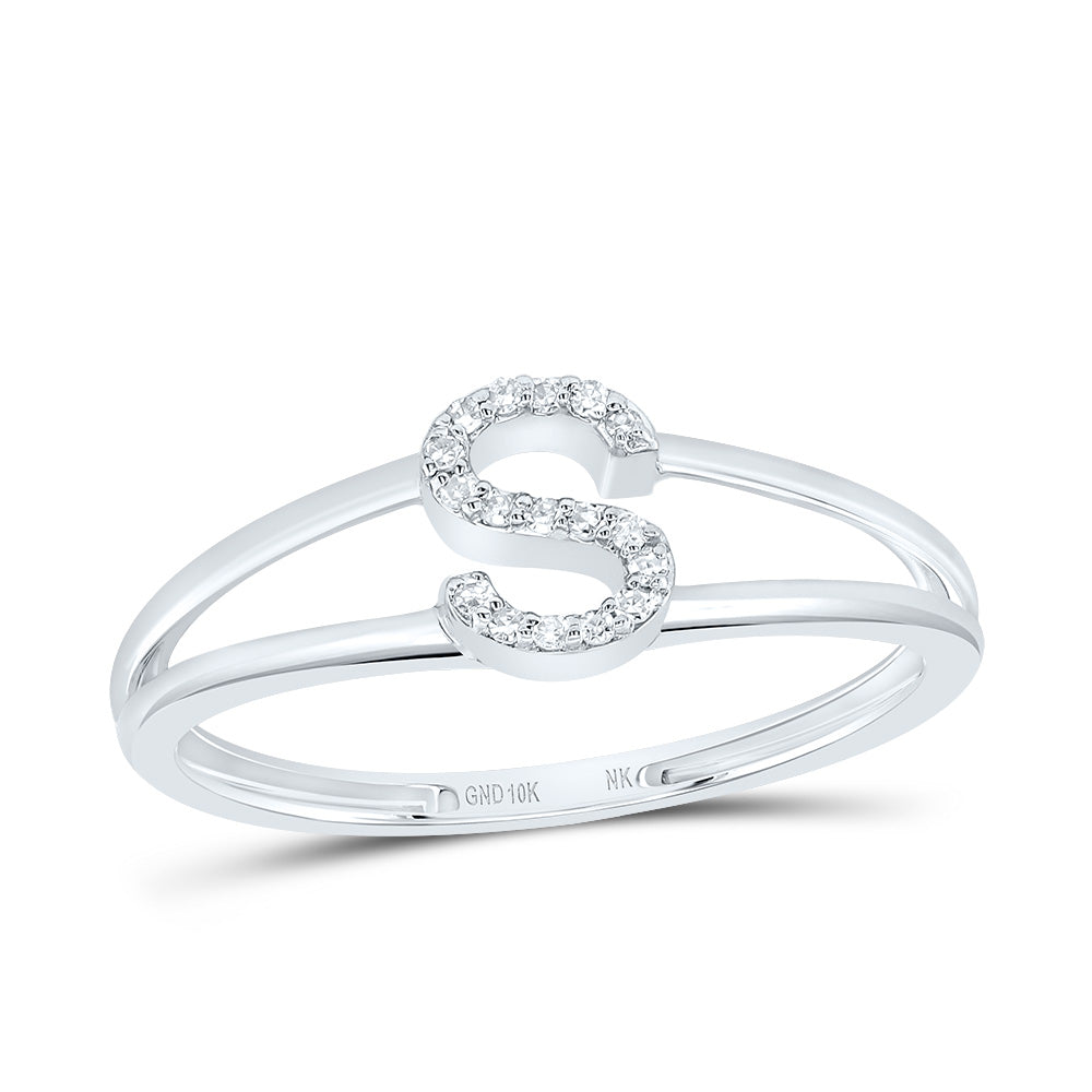 10k Gold 1/20 CTW-Natural Diamond Gift Initial "S" Ladies Ring Gram