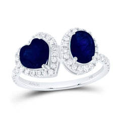 14K White Gold 3/8 CTW-Natural Diamond 6.5MM Hs-Bs, 7X5MM Ov-Bs Natural Gemstone Ring 2.515 Gram