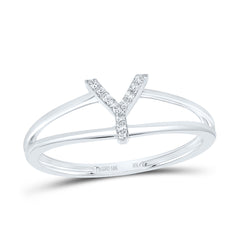 10K White Gold 1/20 CTW-Natural Diamond Gift Initial "Y" Ladies Ring 1.18 Gram