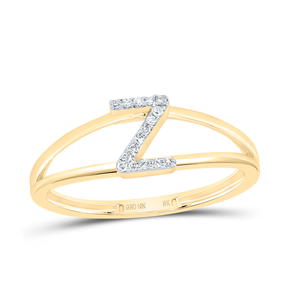 10K Yellow Gold 1/20 CTW-Natural Diamond Gift Initial "Z" Ladies Ring 1.26 Gram