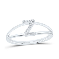 10K White Gold 1/20 CTW-Natural Diamond Gift Initial "Z" Ladies Ring 1.28 Gram