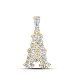 10K Yellow White 1/3 CTW-Natural Diamond Fashion Initial "A" Pendant 1.37 Gram