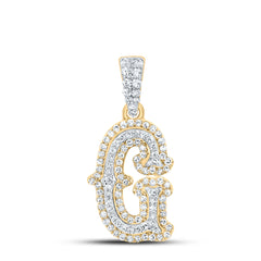 10K Yellow White 1/3 CTW-Natural Diamond Fashion Initial "G" Pendant 1.35 Gram