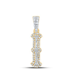 10K Yellow White 1/5 CTW-Natural Diamond Fashion Initial "I" Pendant 0.93 Gram