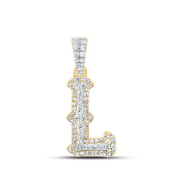 10K Yellow White 1/4 CTW-Natural Diamond Fashion Initial "L" Pendant 1.06 Gram