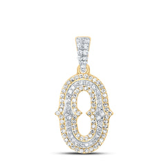 10K Yellow White 1/3 CTW-Natural Diamond Fashion Initial "O" Pendant 1.46 Gram