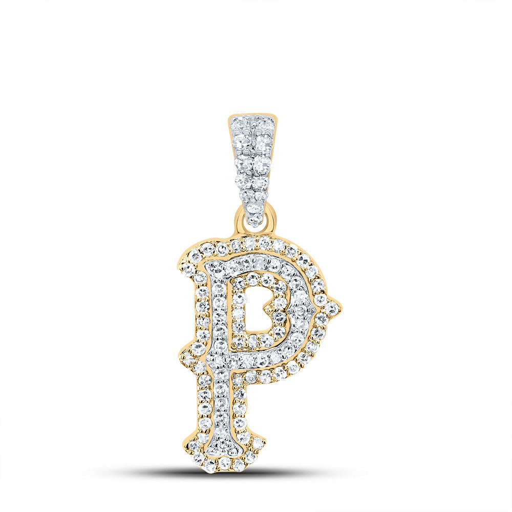 10K Yellow White 1/3 CTW-Natural Diamond Fashion Initial "P" Pendant 1.31 Gram