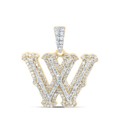 10K Yellow White 1/2 CTW-Natural Diamond Fashion Initial "W" Pendant 2.46 Gram