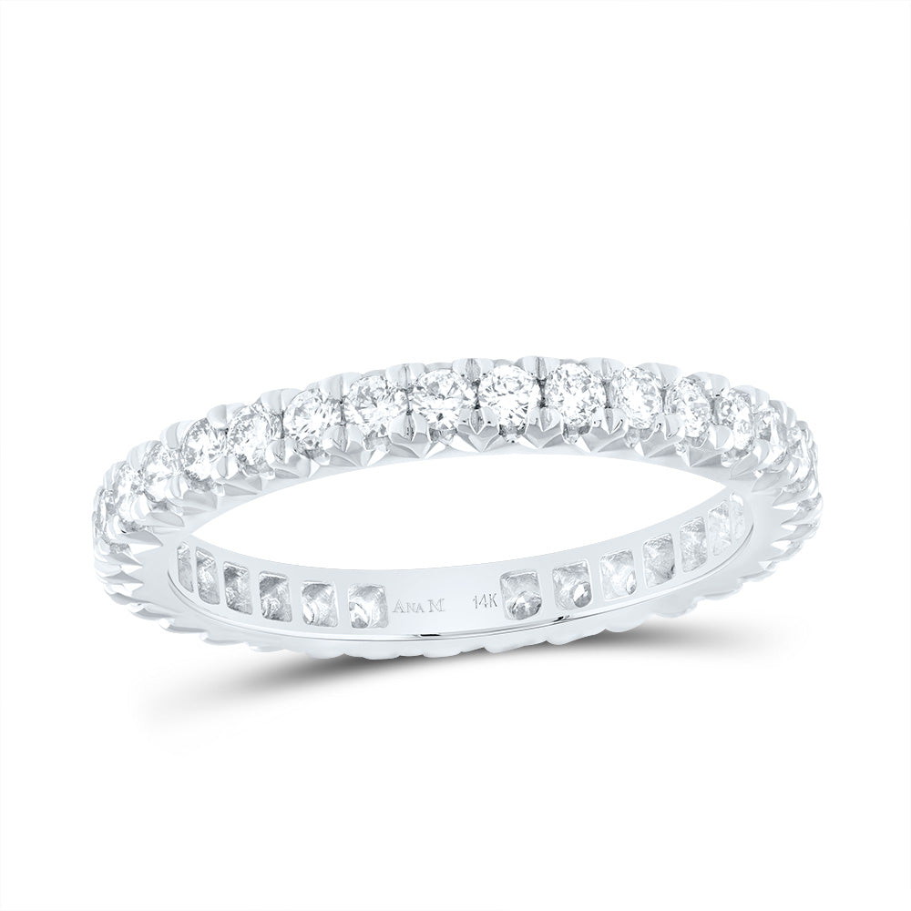 14K White Gold 3/4 CTW-Natural Diamond Fashion Cnc Eternity Band 2.9 Gram