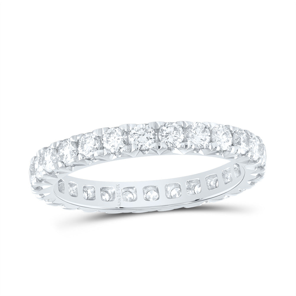 14K White Gold 1 CTW-Natural Diamond Fashion Cnc Eternity Band 2 Gram