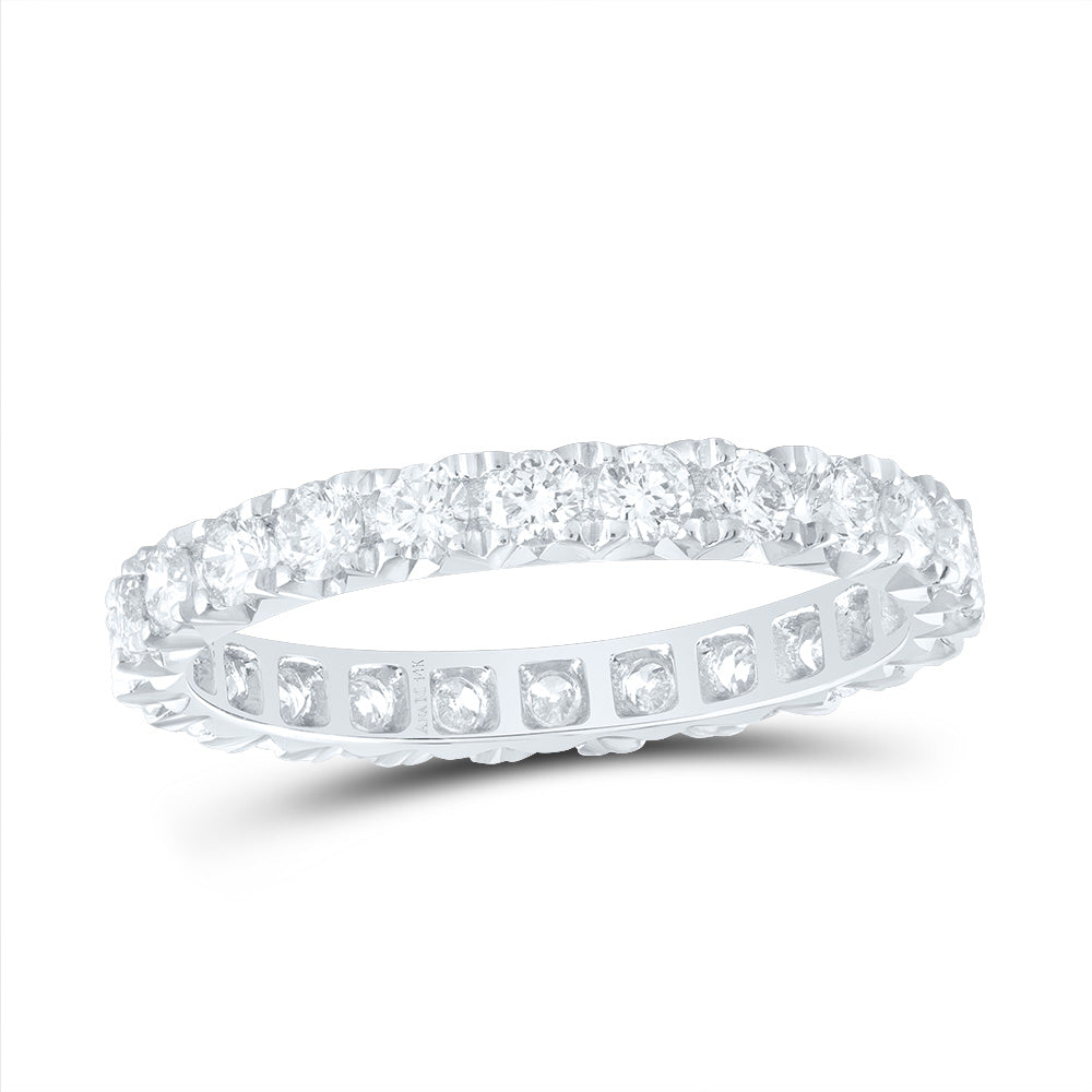 14K White Gold 1 1/4 CTW-Natural Diamond Fashion Cnc Eternity Band 1.9 Gram