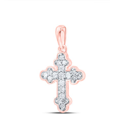 10K Rose Gold 1/8 CTW-Natural Diamond Gift Cross Pendant 0.53 Gram