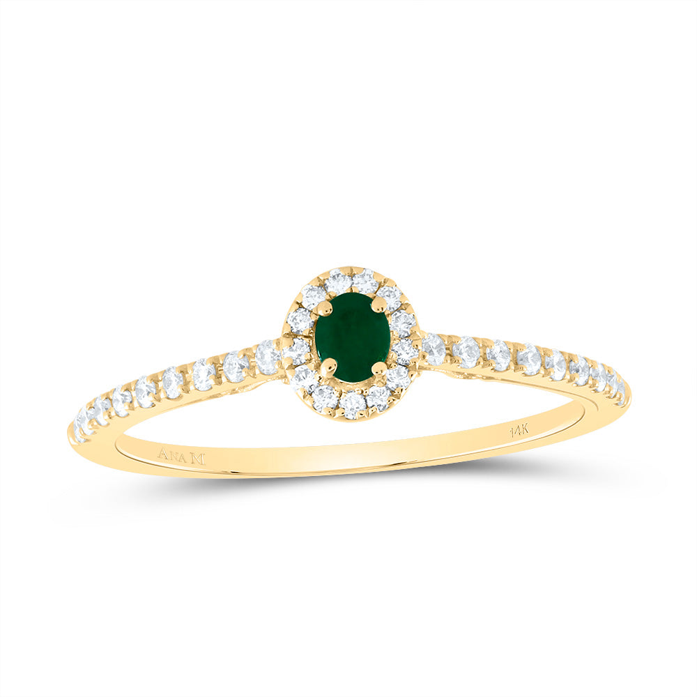 14K Yellow Gold 1/5 CTW-Natural Diamond 3X2.5MM Ov-Em Natural Gemstone Ring 1.413333 Gram