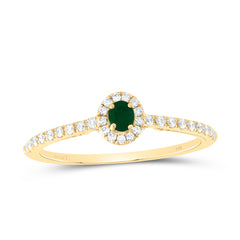 14K Yellow Gold 1/5 CTW-Natural Diamond 3X2.5MM Ov-Em Natural Gemstone Ring 1.413333 Gram