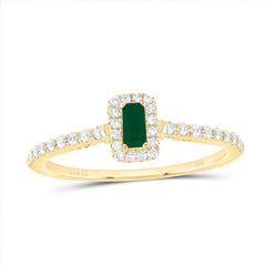 14K Yellow Gold 1/5 CTW-Natural Diamond 4X2MM Em-Em Natural Gemstone Ring 1.53 Gram