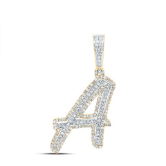 10K Yellow Gold 3/4 CTW-Natural Diamond Fashion Initial "A" Pendant 2.66 Gram