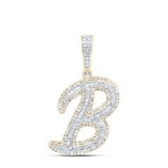 10K Yellow Gold 7/8 CTW-Natural Diamond Fashion Initial "B" Pendant 3.20 Gram
