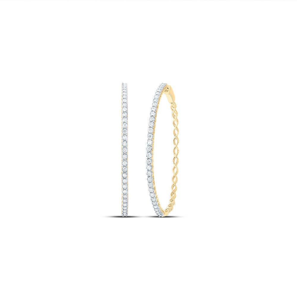 10K Yellow Gold 1 CTW-Natural Diamond Fashion Hoop Earring 9.37 Gram