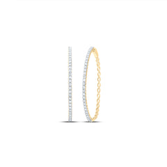 10K Yellow Gold 1 CTW-Natural Diamond Fashion Hoop Earring 9.37 Gram