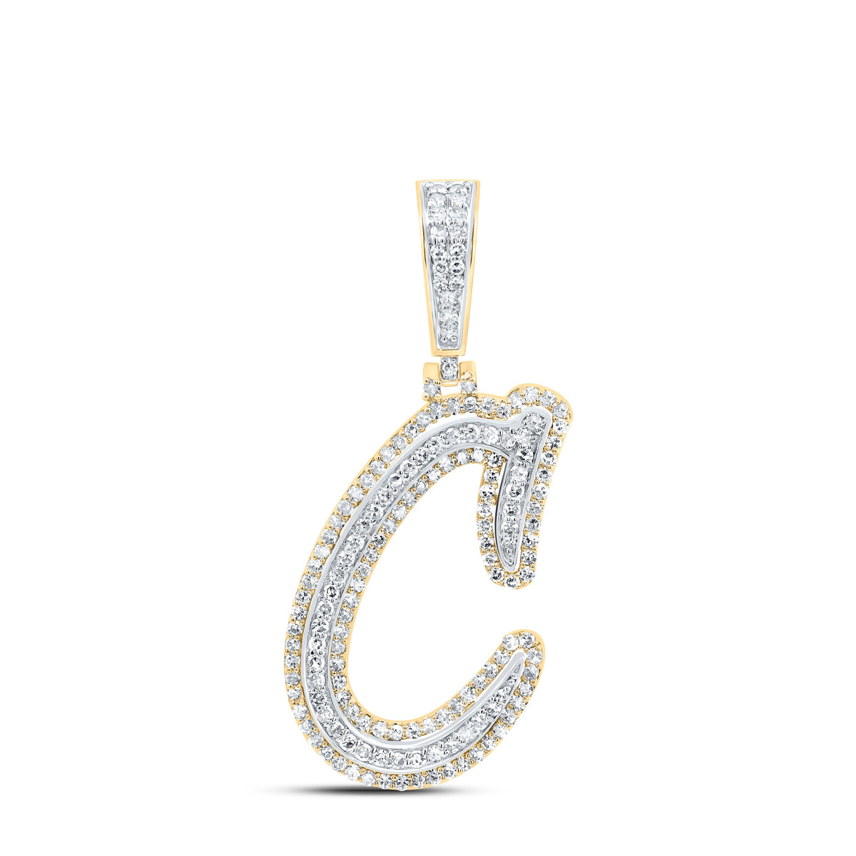 10K Yellow Gold 3/4 CTW-Natural Diamond Fashion Initial "C" Pendant 2.61 Gram