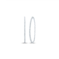 10K White Gold 1 CTW-Natural Diamond Fashion Hoop Earring 10.10 Gram