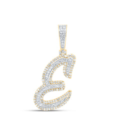 10K Yellow Gold 3/4 CTW-Natural Diamond Fashion Initial "E" Pendant 2.70 Gram