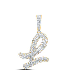 10K Yellow Gold 7/8 CTW-Natural Diamond Fashion Initial "L" Pendant 3.15 Gram