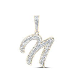 10K Yellow Gold 7/8 CTW-Natural Diamond Fashion Initial "N" Pendant 3.23 Gram